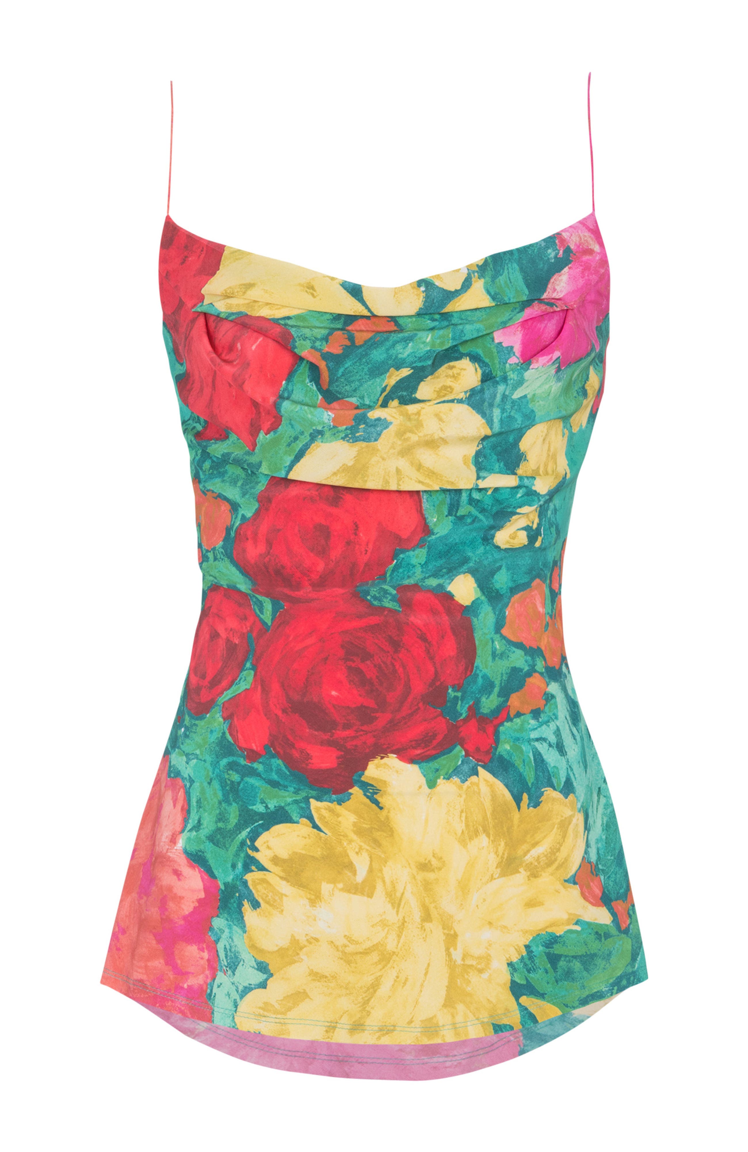 Printed crepe de Chine top with thin straps - image 2