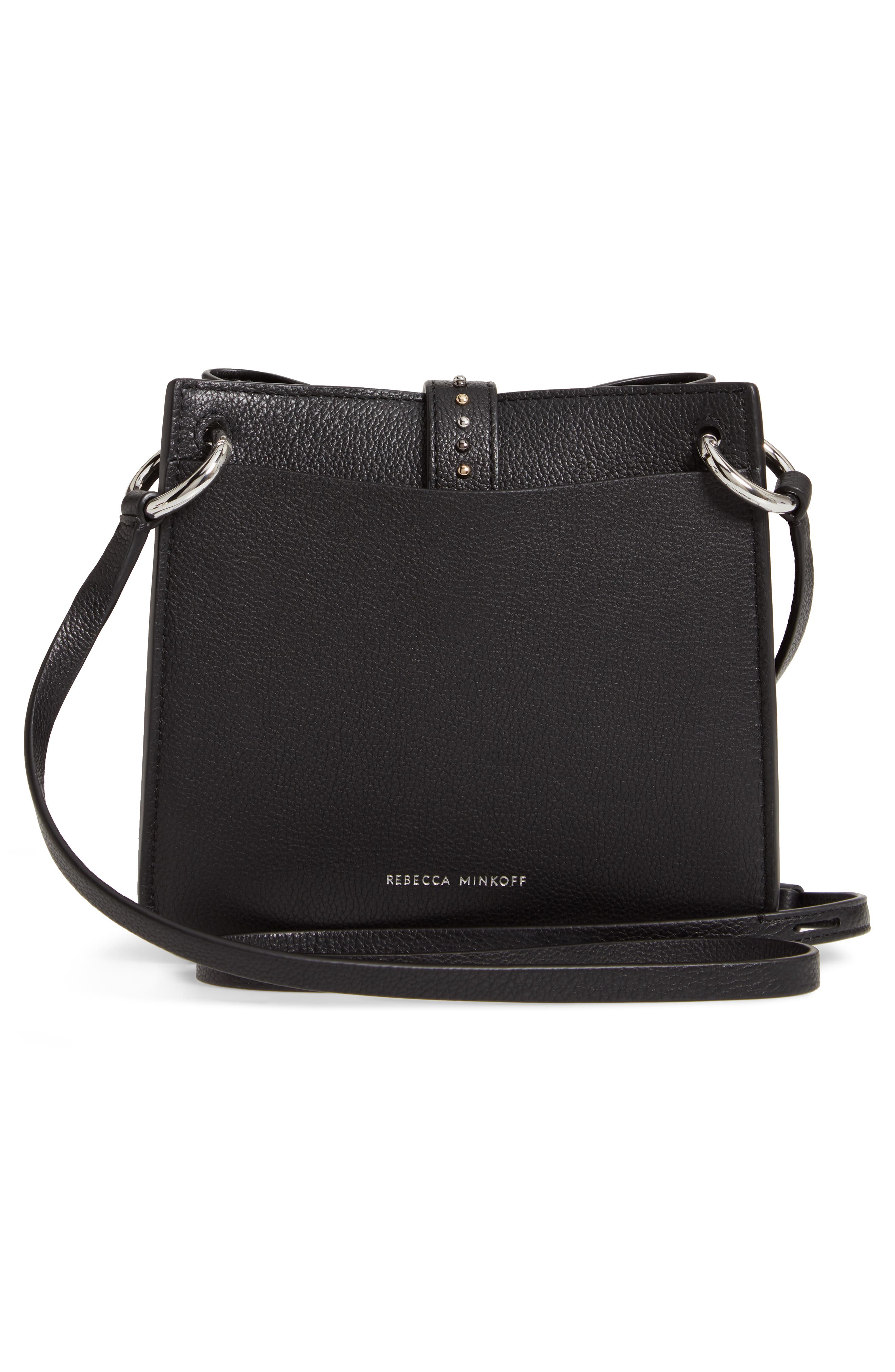 Rebecca Minkoff Mini Megan Studded Leather Feed Bag, Alternate, color, 