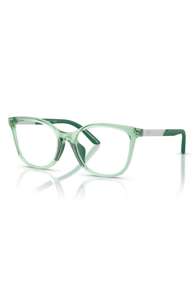 Emporio Armani Kids' 48mm Butterfly Optical Glasses, Alternate, color, Shiny Green / Demo Lens