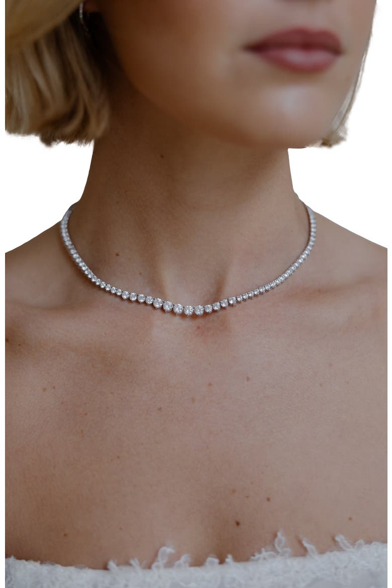 High Society Tennis Necklace, Main, color, Silver