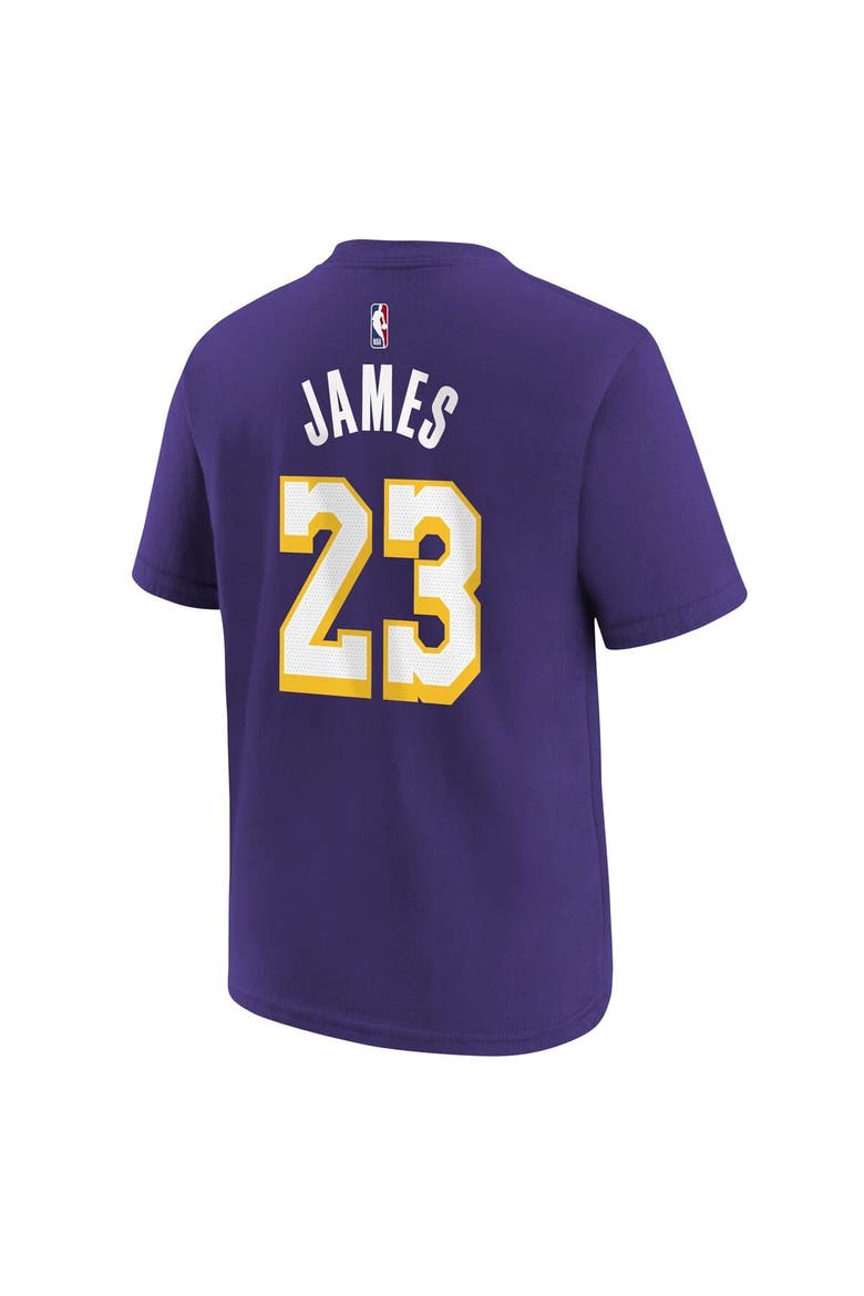 Youth Jordan Brand LeBron James Purple Los Angeles Lakers Statement Edition Name & Number T-Shirt, Alternate, color, Purple