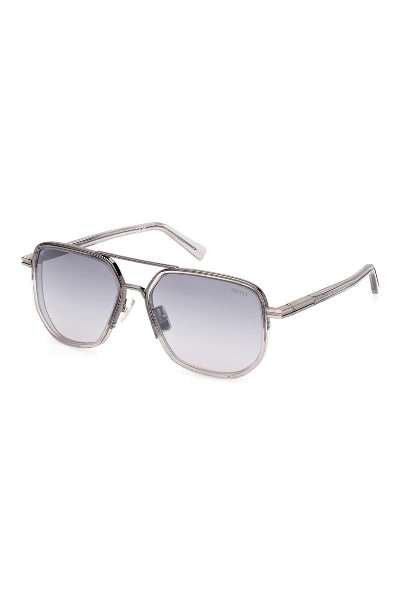 56mm Navigator Polarized Sunglasses, Alternate, color, SHINY TRANSPARENT GREY