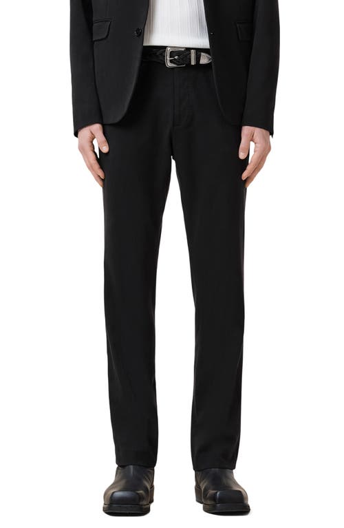 Allsaints Bay Flat Front Cotton Pants In Black