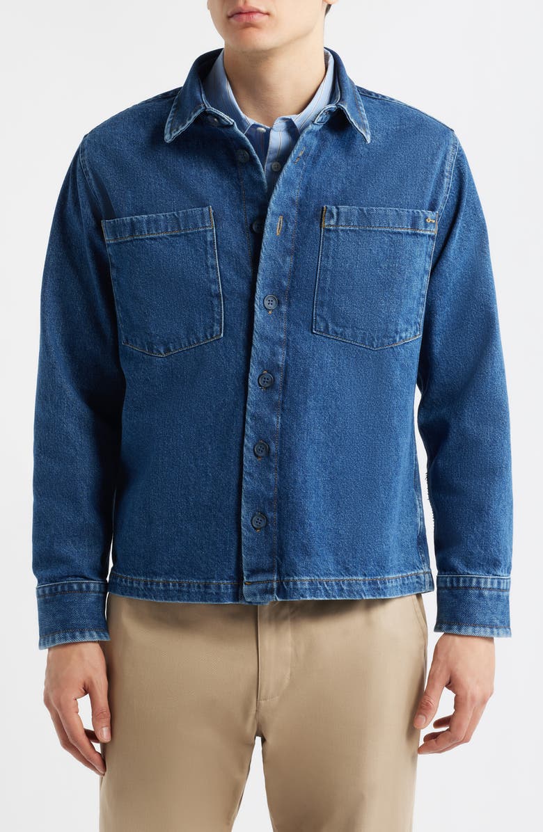Percival Heavyweight Denim Overshirt, Alternate, color, Mid Wash