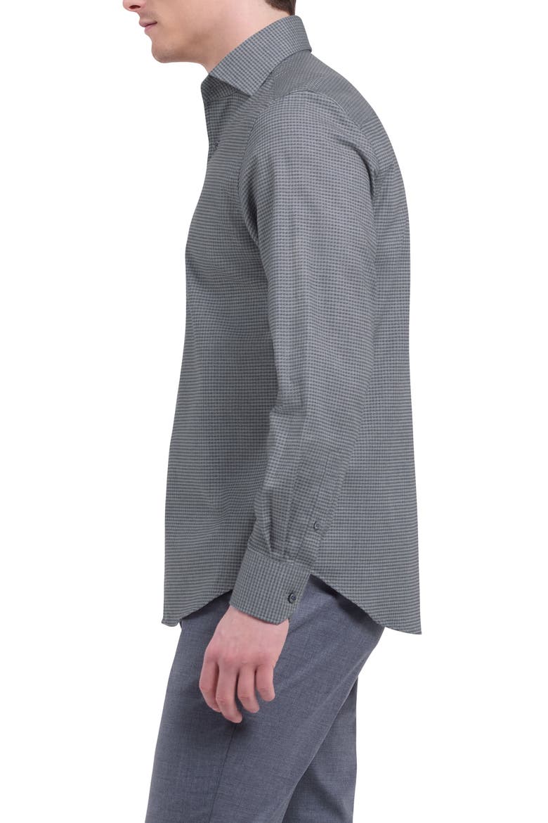 Alvin Trim Fit Micro Houndstooth Brushed Cotton Button-Up Shirt, Alternate, color, CEMENT