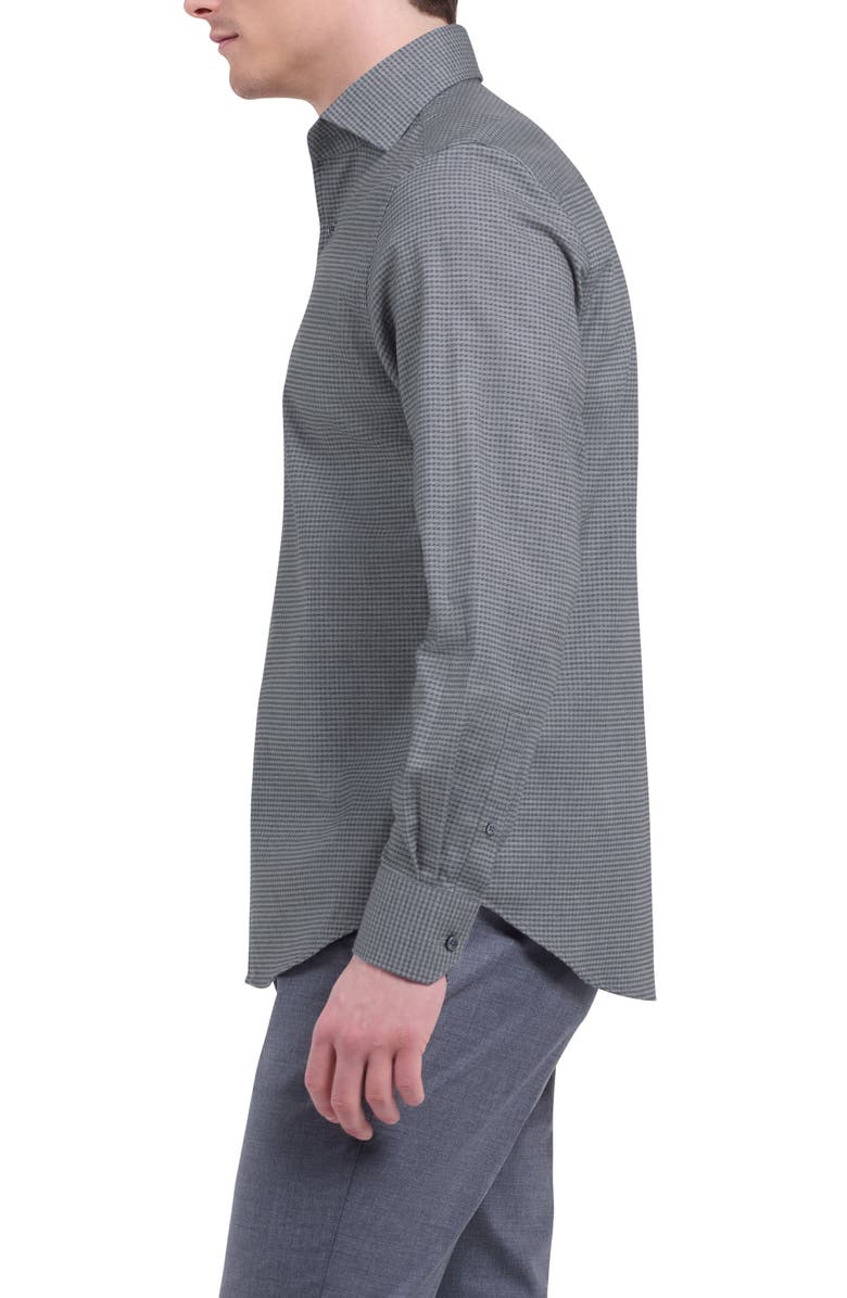 Bugatchi Alvin Trim Fit Micro Houndstooth Brushed Cotton Button-Up Shirt, Alternate, color, Cement