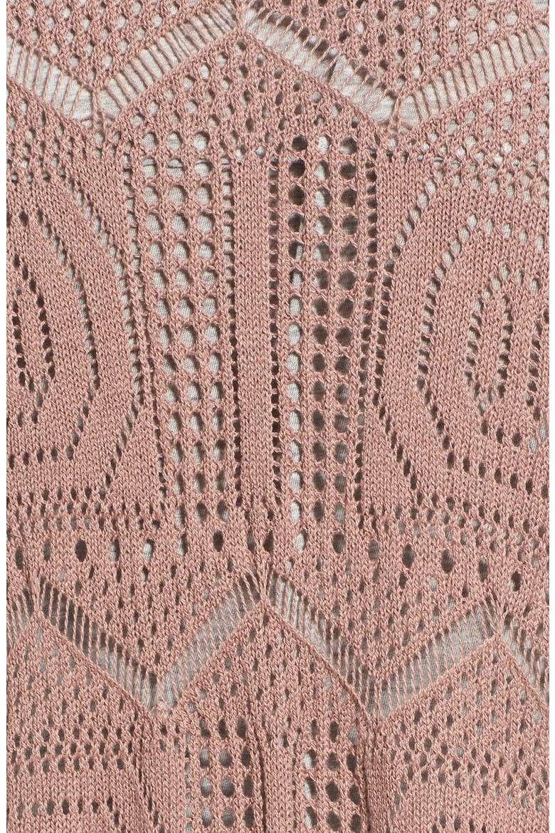 Open Knit Fringe Long Cardigan, Alternate, color, TAN ANTLER