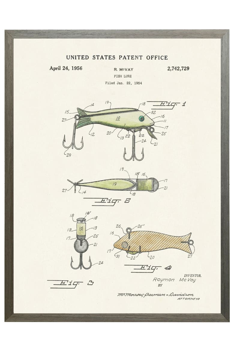 Fishing Lure Patent 2 in Black Frame, Main, color, No Color