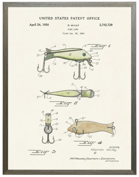 Fishing Lure Patent 2 in Black Frame