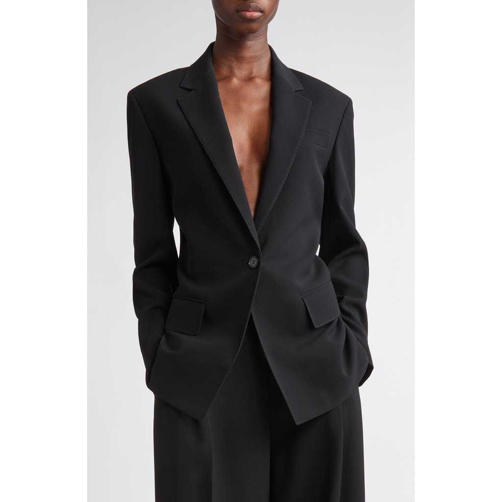 Lafayette 148 New York Structured Shoulder Fitted Responsible Finesse Crepe Blazer In Black
