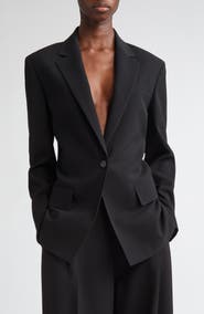 Lafayette 148 New York Structured Shoulder Fitted Responsible Finesse Crepe Blazer