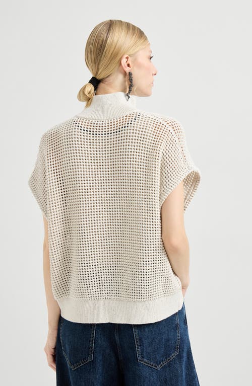 Brunello Cucinelli Cotton Net Cardigan In Brown