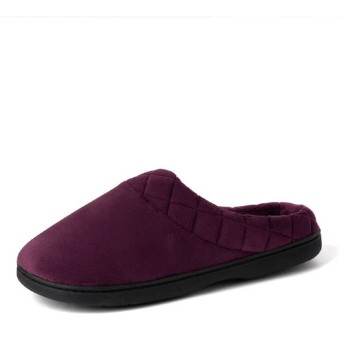 Dearfoams Darcy Quilted Cuff Velour Clog Slipper In Aubergine