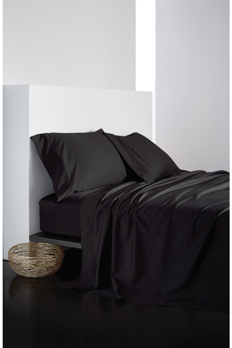 Indulgence Cotton & Silk Set of 2 Pillowcases, Alternate, color, BLACK
