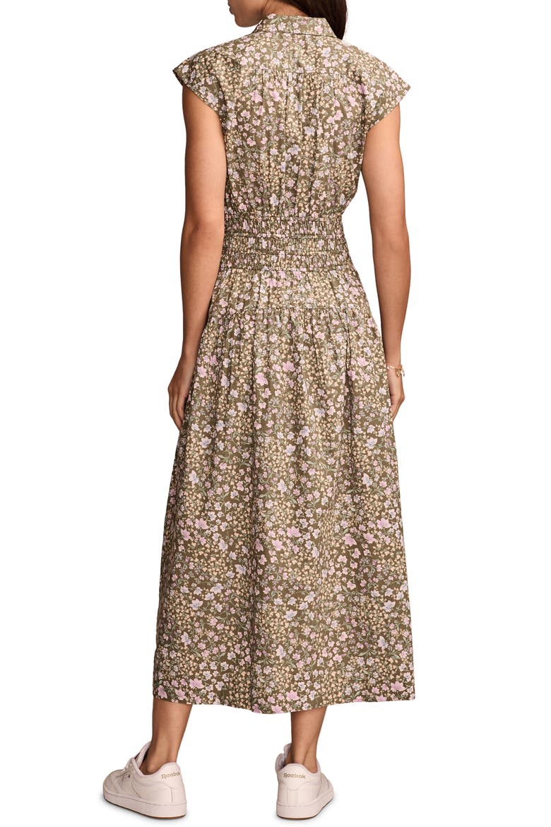 Floral Smocked Waist Sleeveless Midi Shirtdress, Alternate, color, OLIVE FLORAL