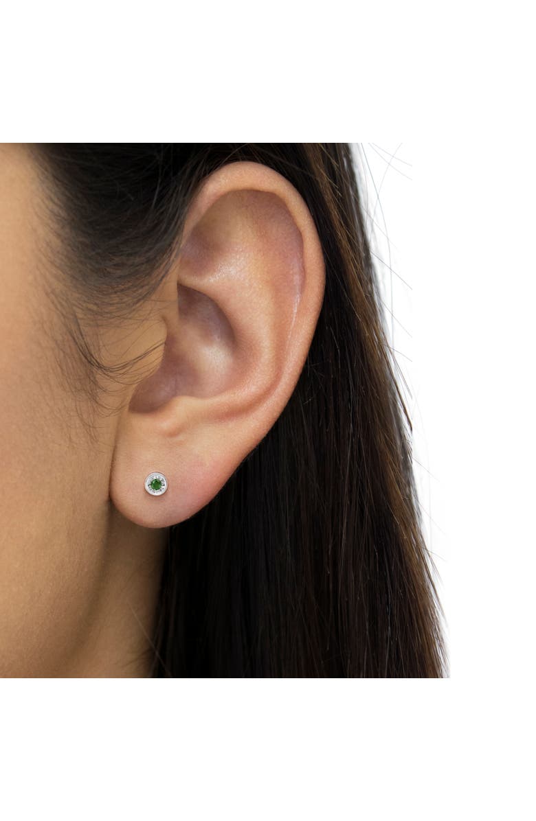 Haus of Brilliance Silver 1/4 Ct Green Diamond Miracle- Stud Earrings, Alternate, color, White