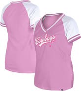 New Era Women's New Era Pink Dallas Cowboys Color Multiplier Raglan V-Neck T-Shirt