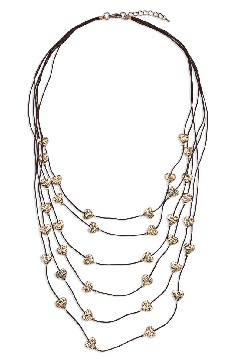 EYE CANDY LOS ANGELES Heart Layered Necklace, Alternate, color, Gold