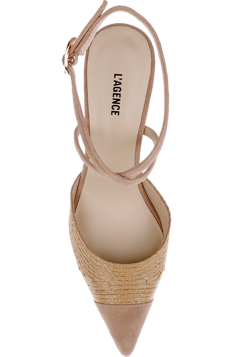 L'AGENCE Moselle Ankle Strap Pointed Cap Toe Pump, Alternate, color, Natural/ Natural