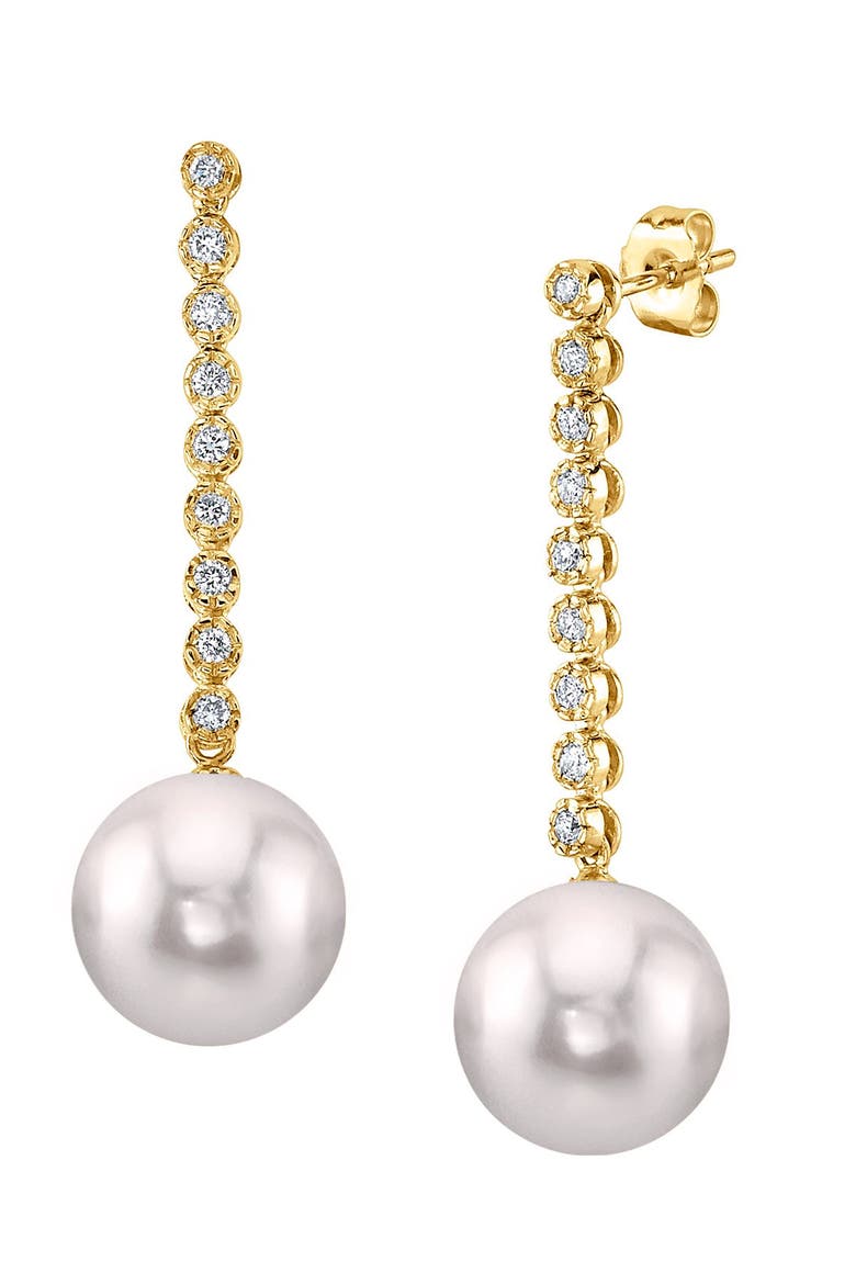 Freshwater Pearl & Diamond Serena Earrings, Main, color, Yellow Gold