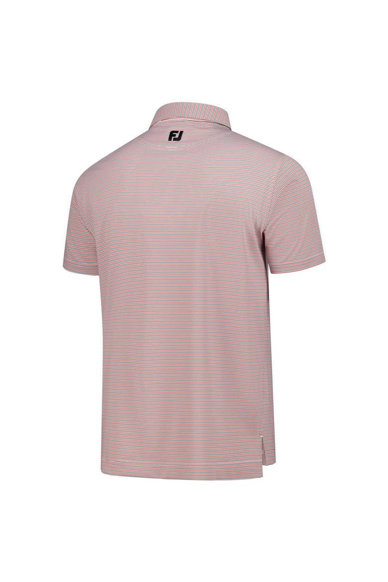 Men's FootJoy  Coral Genesis Invitational Emory Stripe Lisle ProDry Polo, Alternate, color, Coral