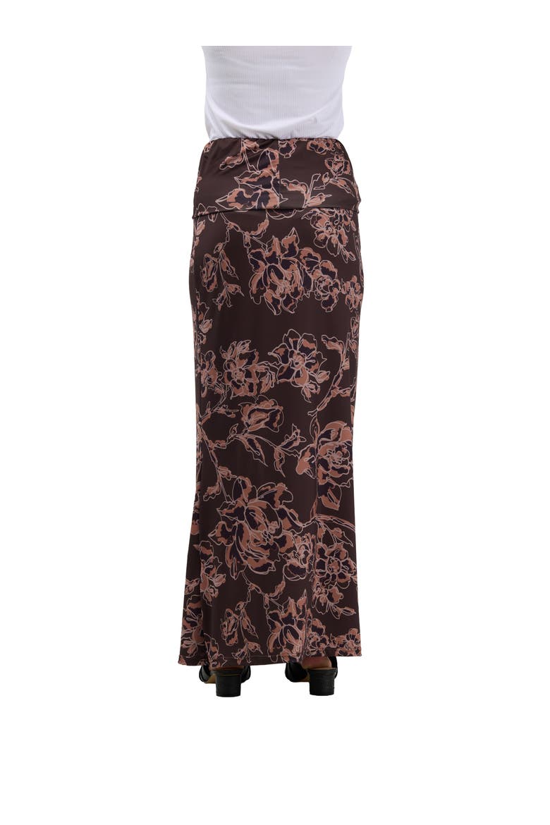 Essential Womens Elastic Waistband Maxi Skirt, Alternate, color, Brown Multi