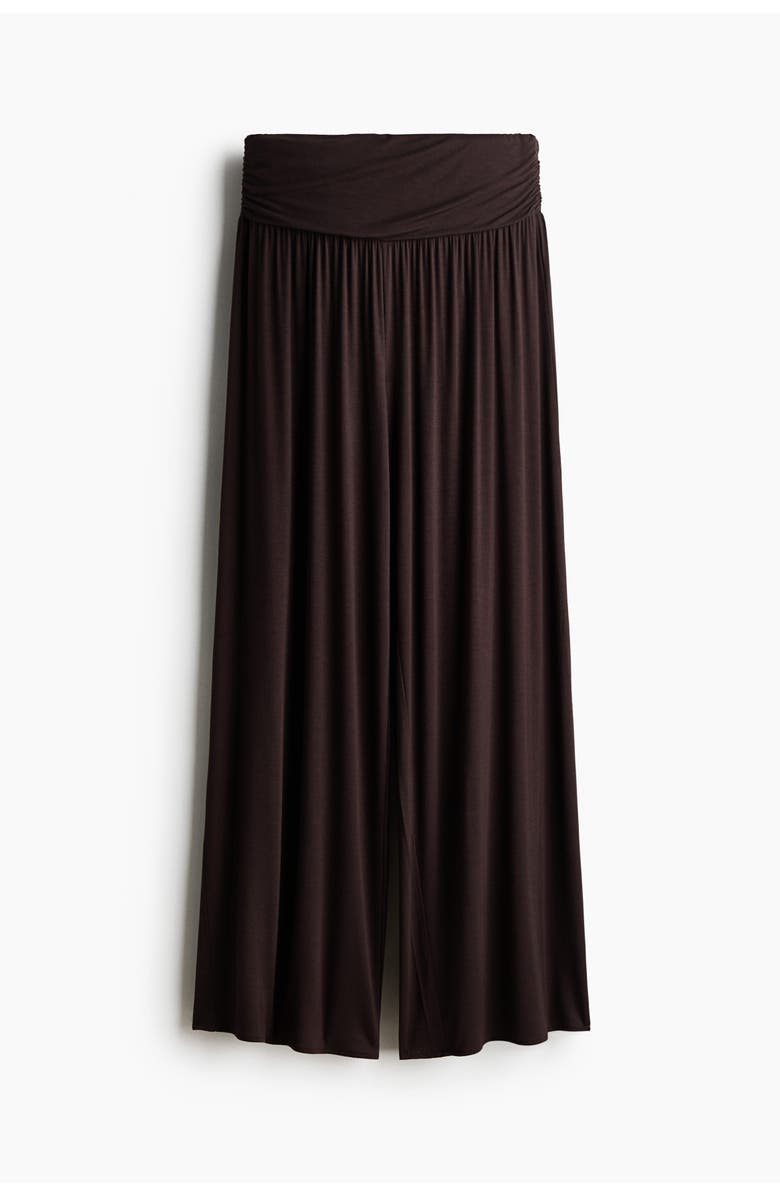 H&M Gathered Viscose Trousers, Main, color, Dark Brown