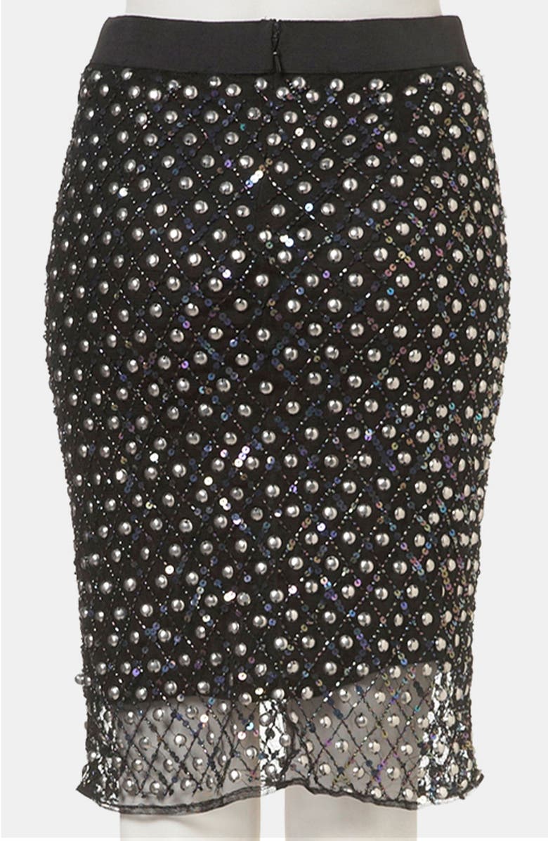 Topshop Embellished Sheer Hem Pencil Skirt, Alternate, color, 