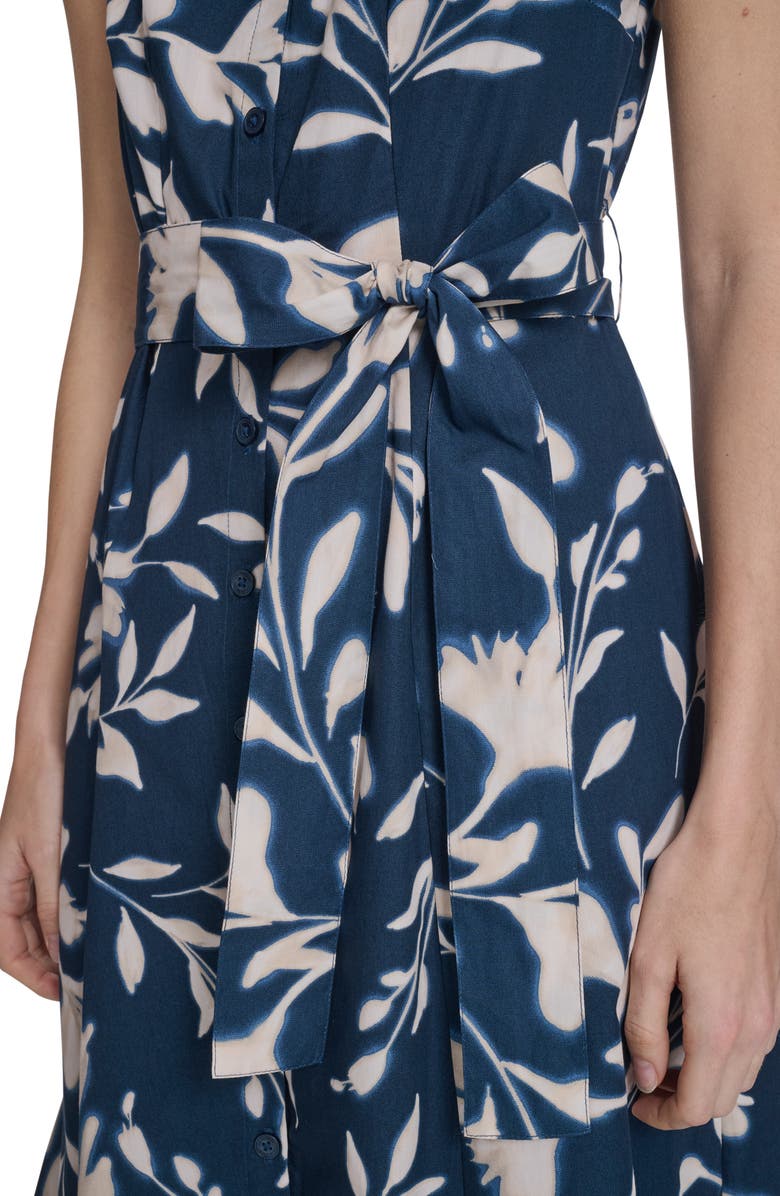 Calvin Klein Sleeveless Cotton Shirtdress, Alternate, color, Indigo/ Cashew