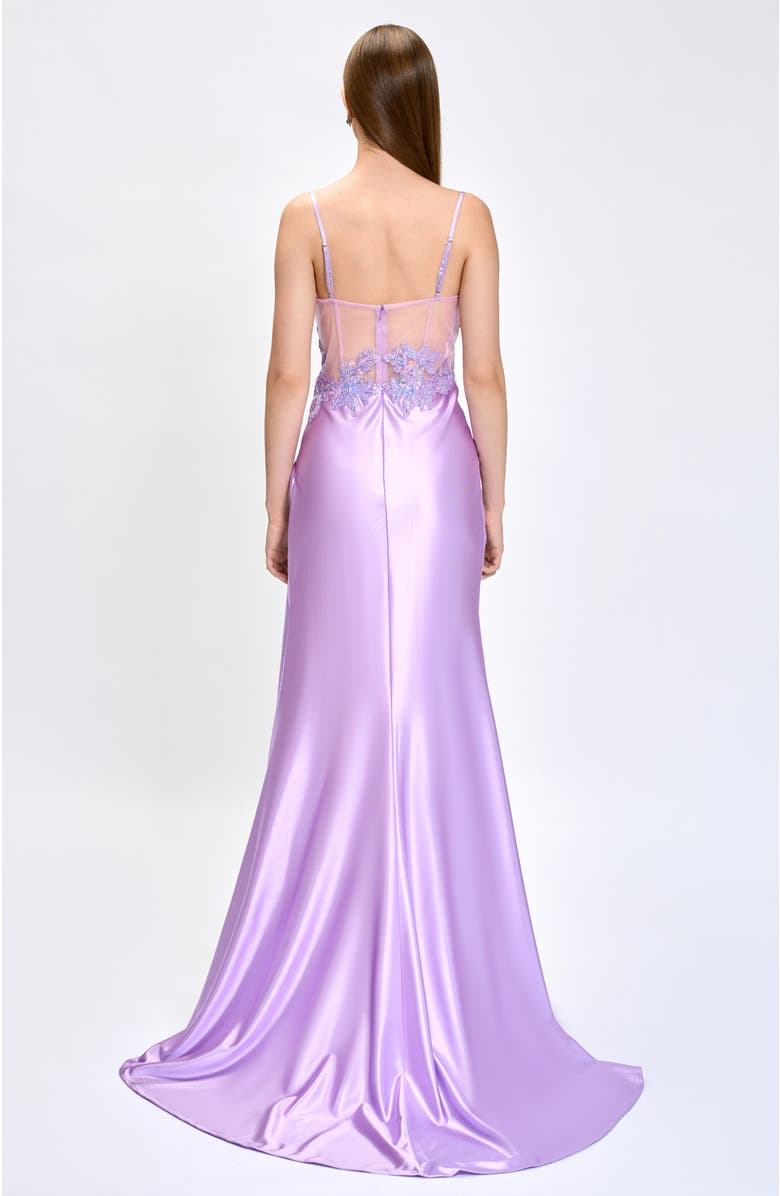 Bariano Serra Lace Corset Gown, Alternate, color, Lilac