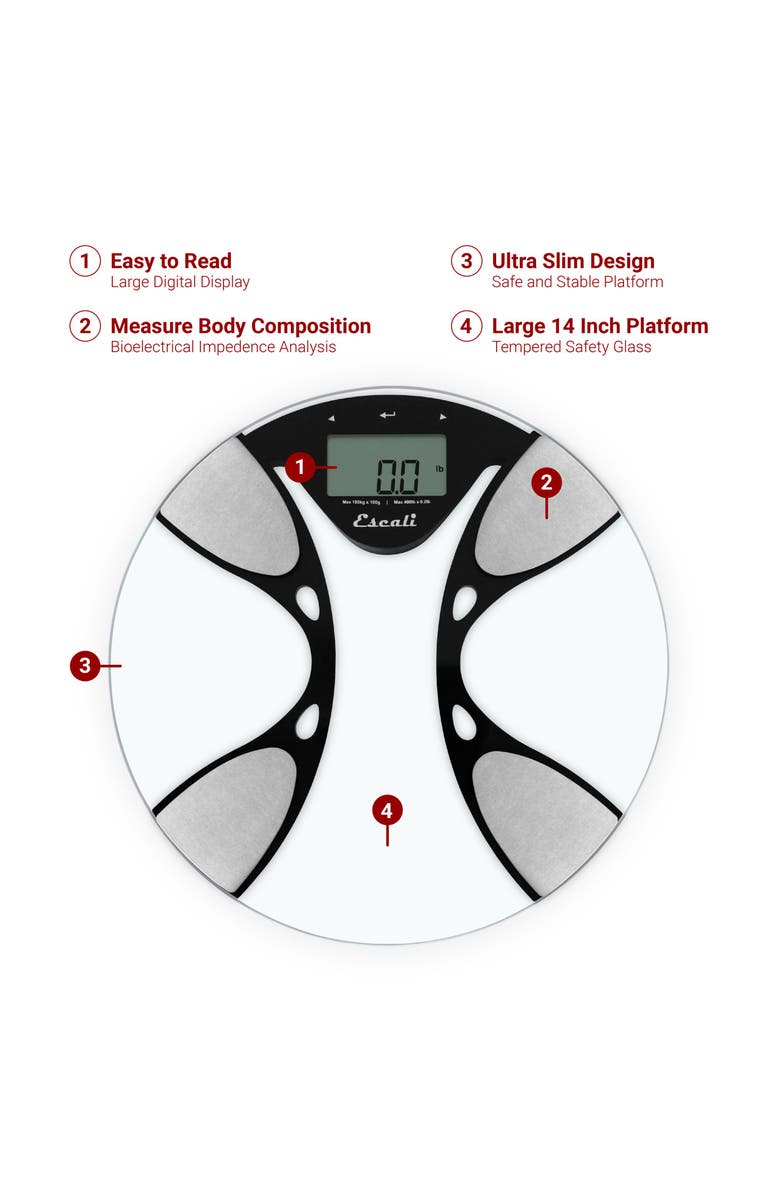 ESCALI Ultra Slim Body Composition Scale, Alternate, color, Glass/Black