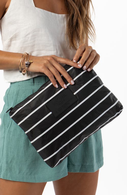 Aloha Collection Mid Pinstripe Water Resistant Tyvek® Zip Pouch In White/black