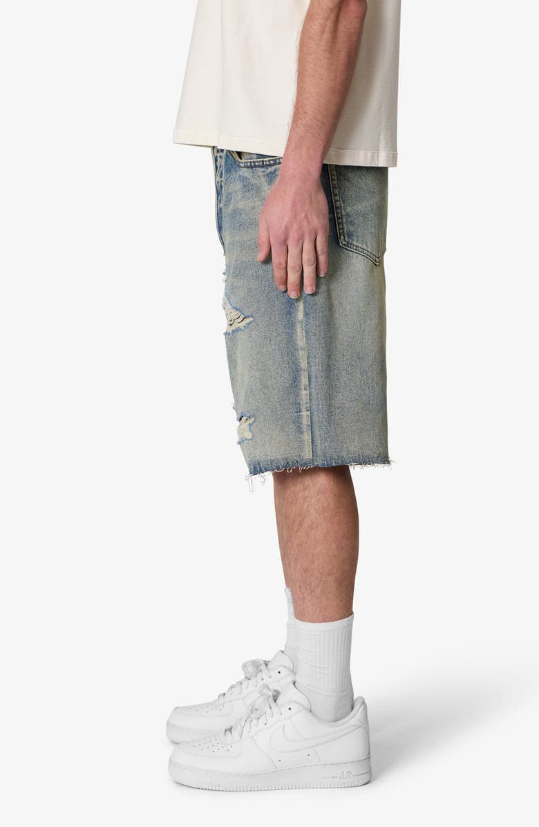 mnml Ripped Baggy Denim Shorts, Alternate, color, Vintage Blue