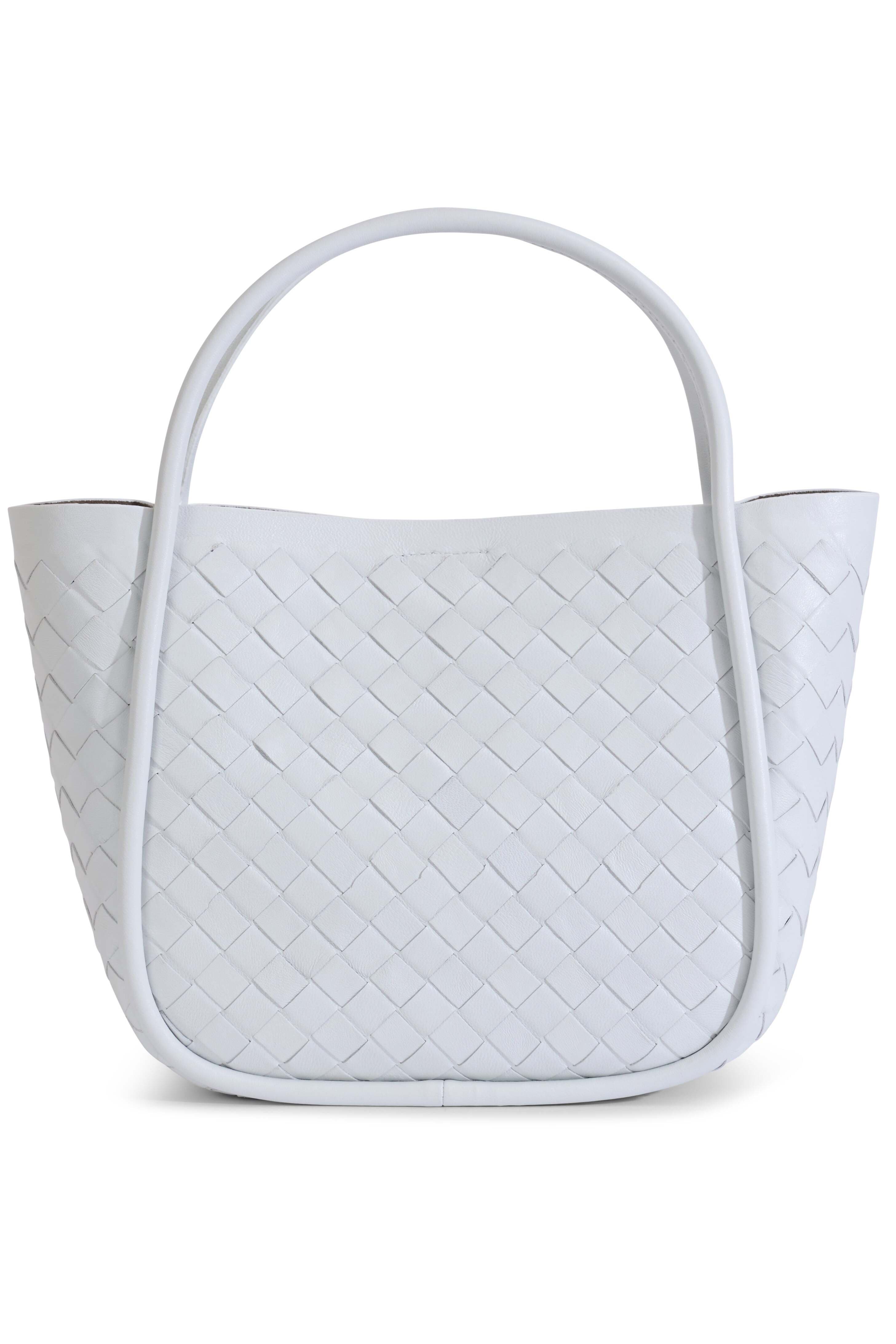 FURNIQ UK Portland Woven Leather Top Handle Bag, Main, color, White