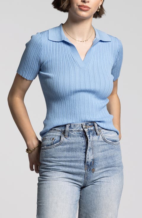 Courtney Johnny Collar Rib Top