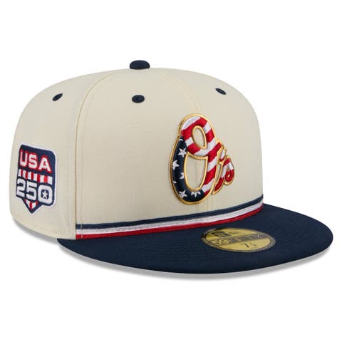 Men's New Era Cream/Navy Baltimore Orioles USA 250 Fourth of July 59FIFTY Fitted Hat