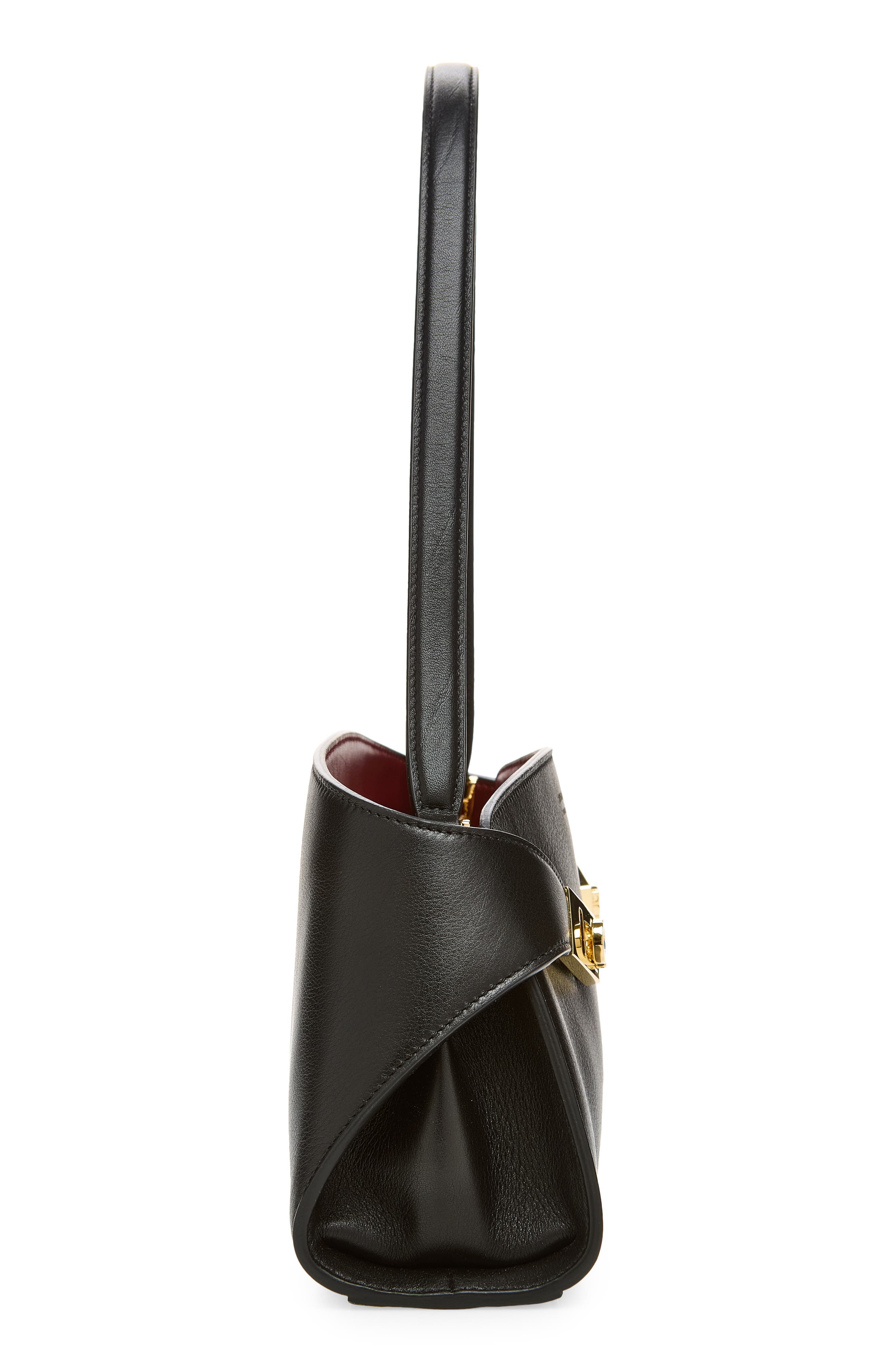 FERRAGAMO Hug Leather East/West Shoulder Bag, Alternate, color, Nero Borgogna