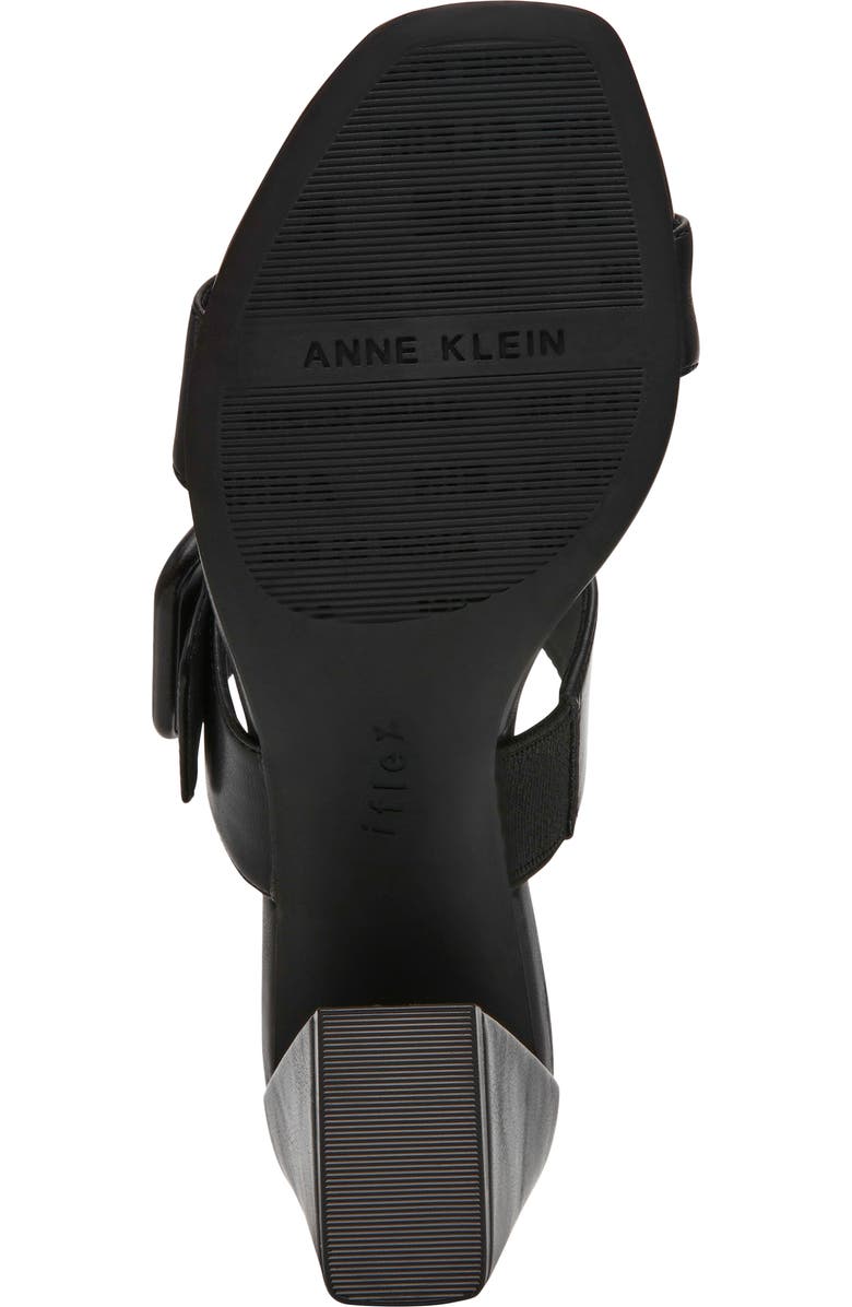 Anne Klein Narita Buckle Strap Block Heel Sandal, Alternate, color, Black Smooth