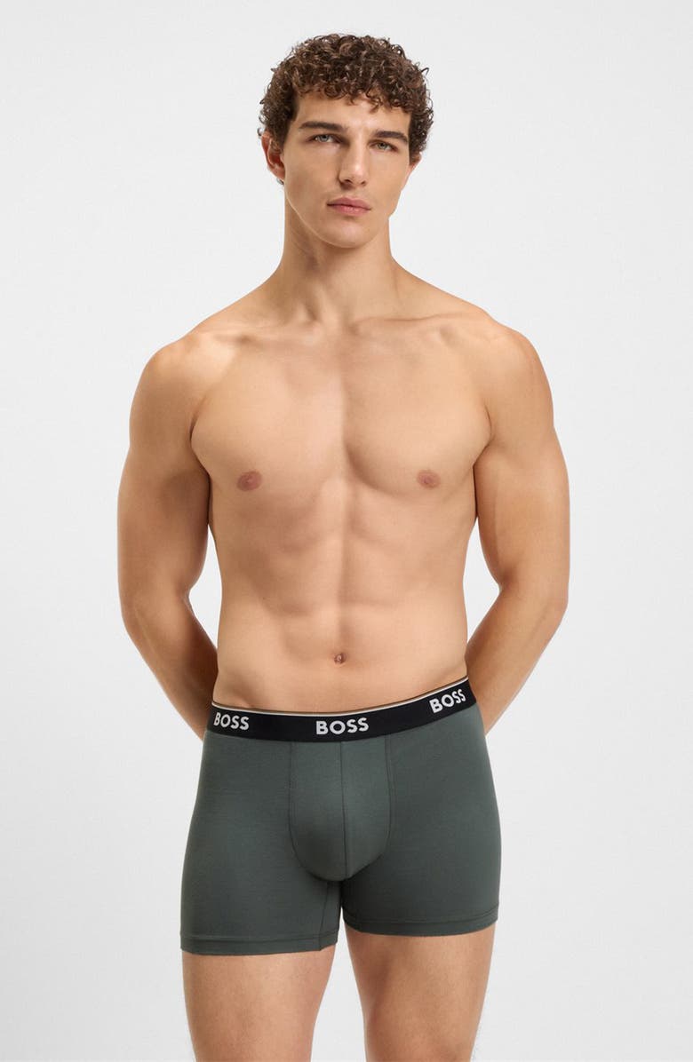 BOSS Assorted 3-Pack Power Stretch Cotton Boxer Briefs, Alternate, color, Blue Multi