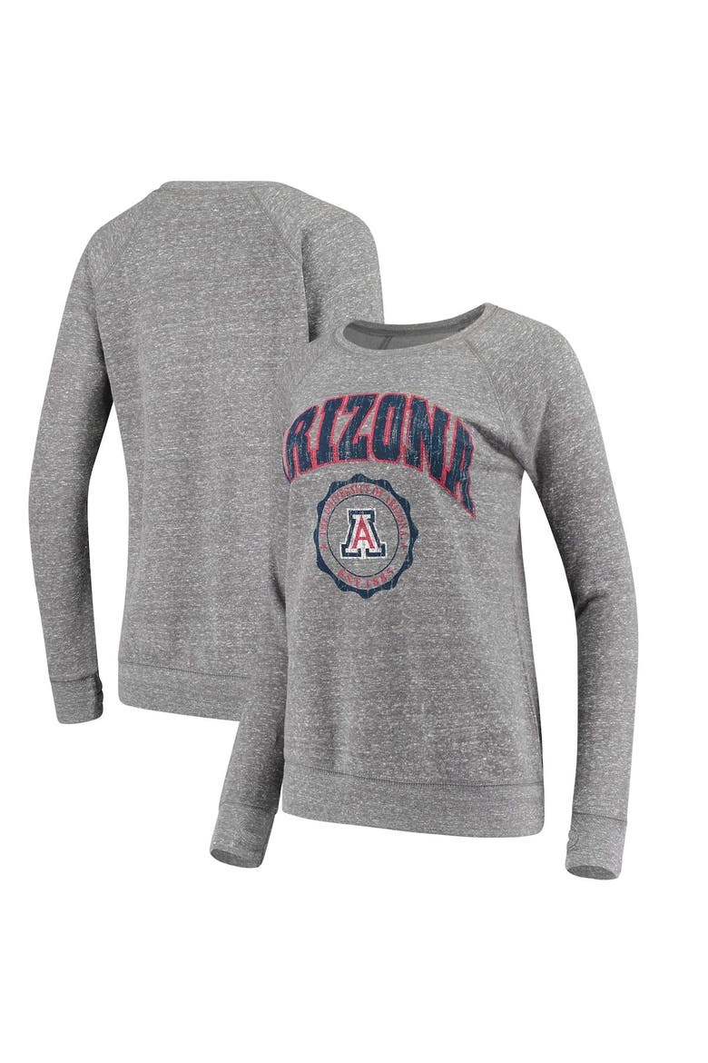 Women's Pressbox Heathered Gray Arizona Wildcats Edith Vintage Knobi Pullover Sweatshirt, Alternate, color, Heather Gray