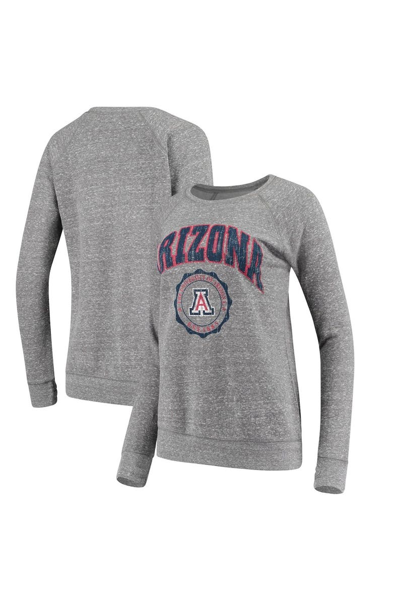 PRESSBOX Women's Pressbox Heathered Gray Arizona Wildcats Edith Vintage Knobi Pullover Sweatshirt, Alternate, color,
