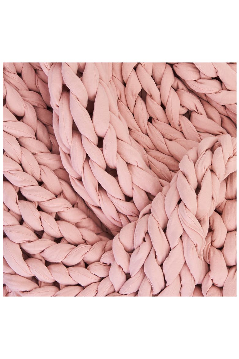 Organic Cotton Weighted Knit Blanket, Alternate, color, EVENING ROSE