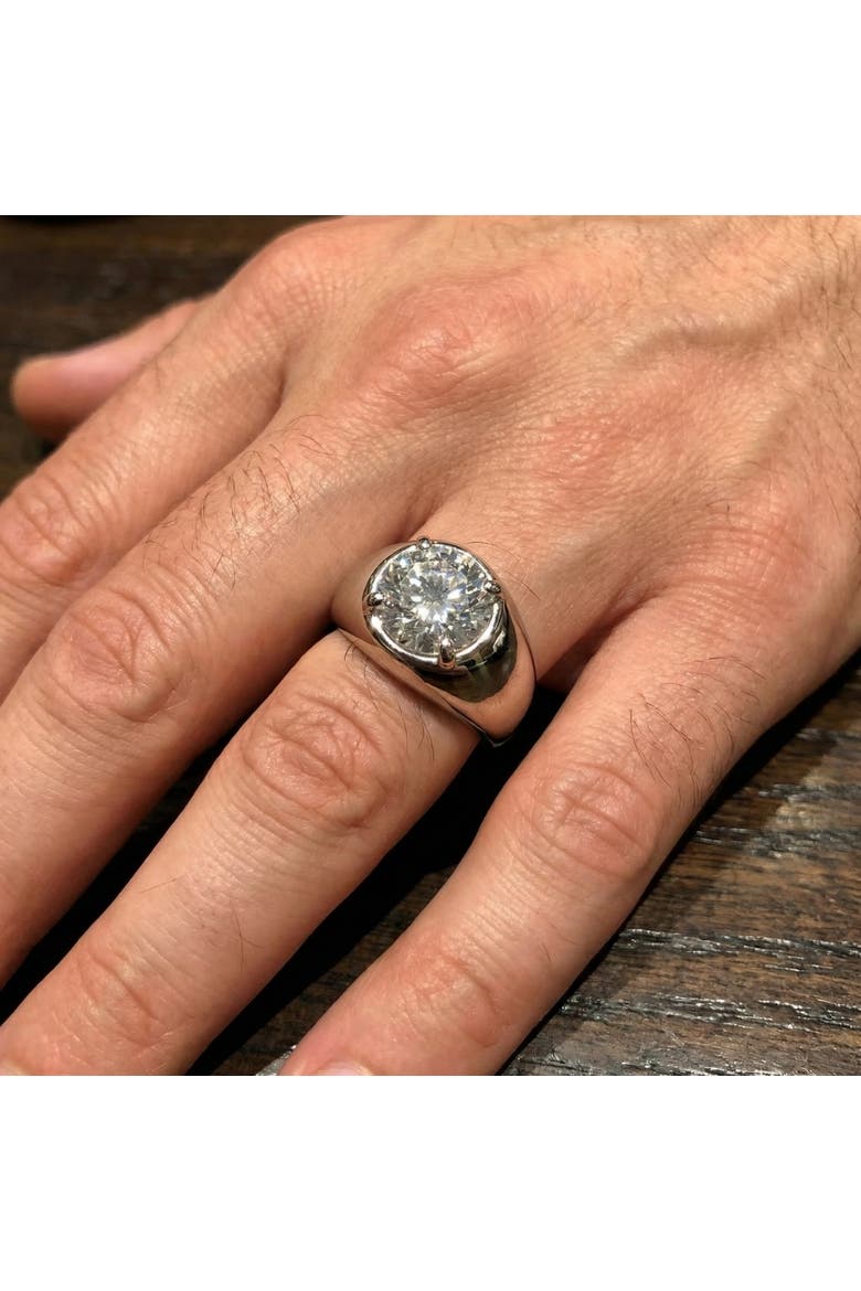 Ceritified Men's 3Ct Diamond Wedding Anniversary Ring Gold Lab Grown, Alternate, color, 10k White Gold