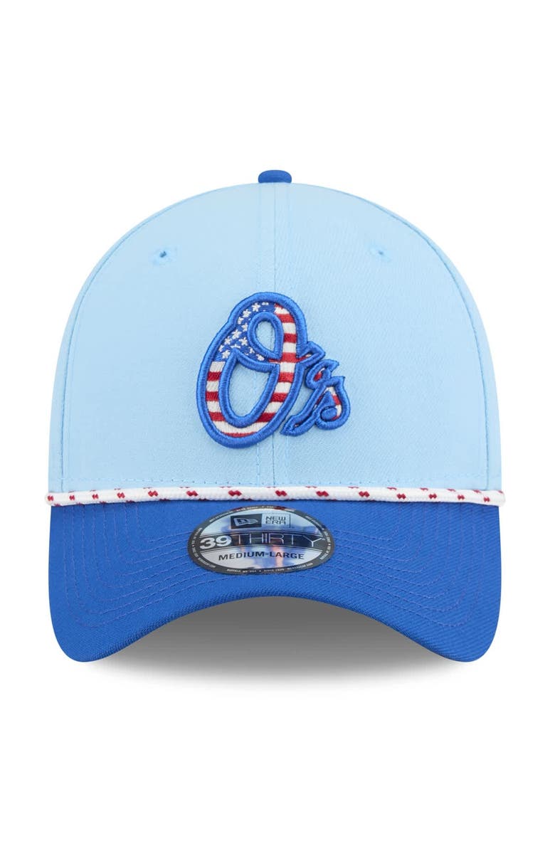 New Era Men's New Era Light Blue/Blue Baltimore Orioles 2025 Fourth of July 39THIRTY Flex Hat, Alternate, color, 
