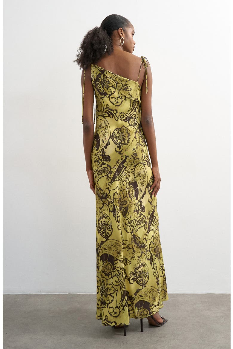 Paisley Satin Maxi Dress, Alternate, color, YELLOW