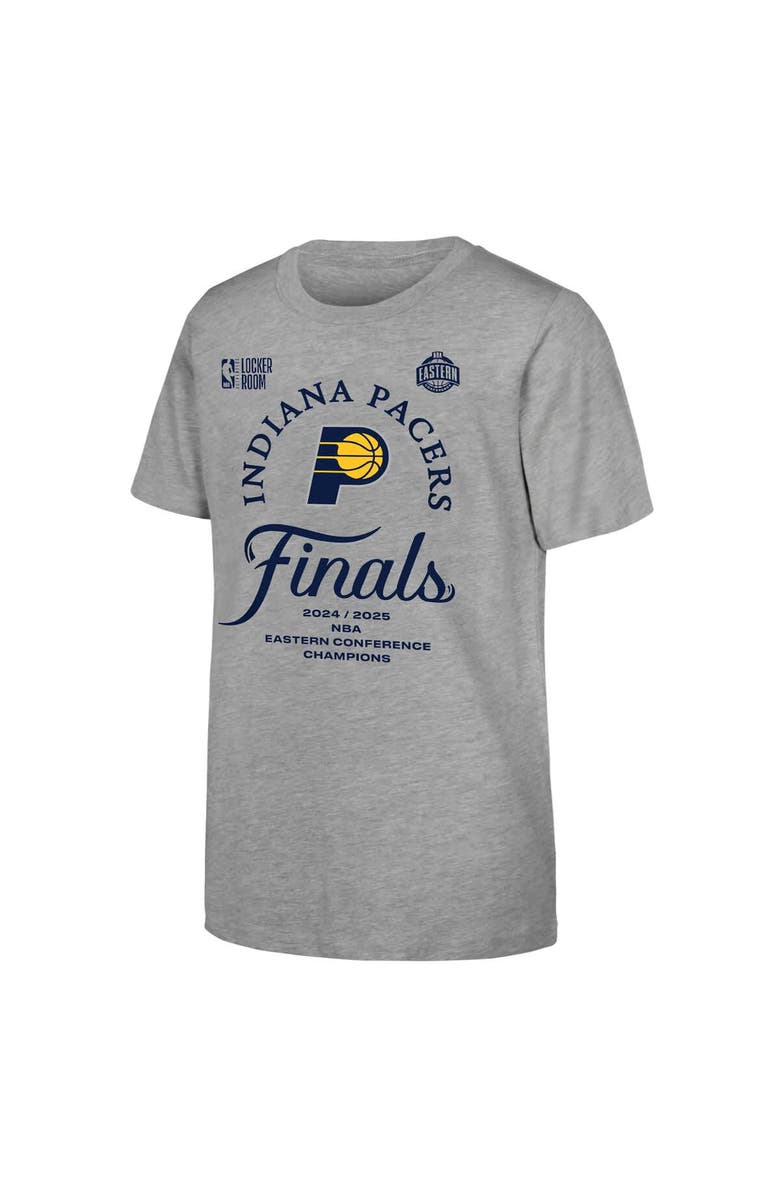 Outerstuff Youth Heather Gray Indiana Pacers 2025 Eastern Conference Champions Locker Room T-Shirt, Alternate, color, Heather Gray