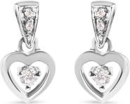 Haus of Brilliance 14K White Gold 1/6 Cttw Diamond Dangle Heart Stud Earrings