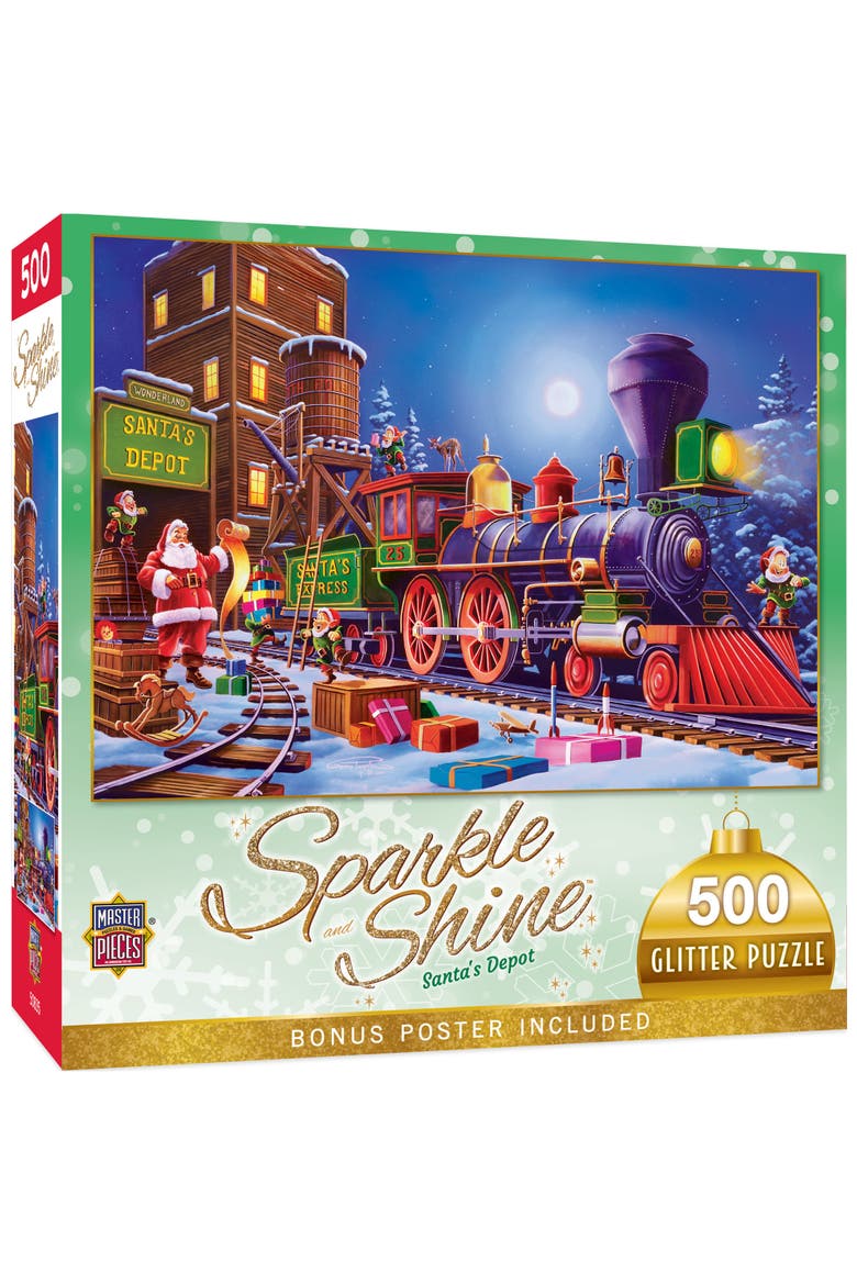 Santa's Depot 500 Piece Glitter Puzzle, Main, color, Multicolor