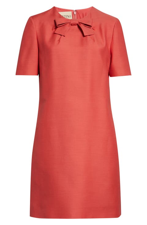 Crepe Couture Bow Wool & Silk Shift Dress