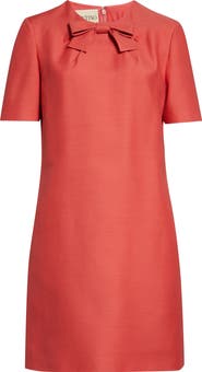 Valentino Crepe Couture Bow Wool & Silk Shift Dress